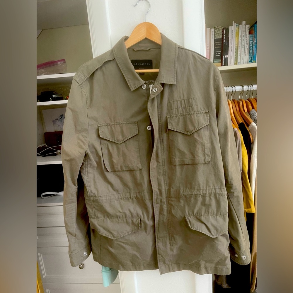 All Saints Jacket w/ pocket - zip ups and buttons to cover the zipper